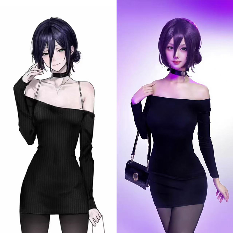 Anime Cosplay Black Girl - Anime motosserra homem reze cosplay traje