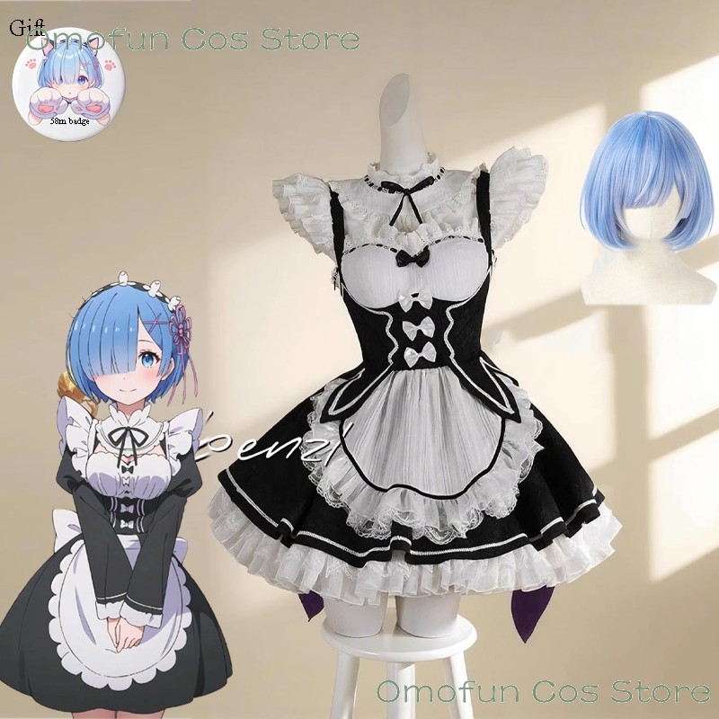 Anime Cosplay Rem - Fantasia de Cosplay Re:Zero Rem Remu,